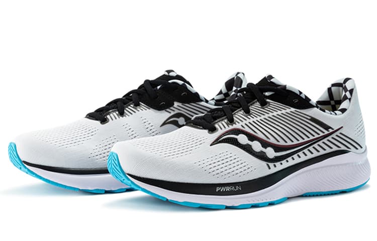 Saucony Guide 13 Cushioned Slip Resistant Abrasion Resistant Low Top Running Shoes Men's White Black Wide Women's 5