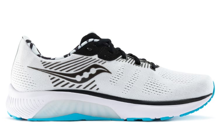 Saucony Guide 13 Cushioned Slip Resistant Abrasion Resistant Low Top Running Shoes Men's White Black Wide Women's 4