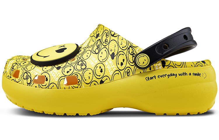 SMILEY x Crocs Classic clog EVA Platform Smiley Cloud Clogs Women's Yellow Black 2