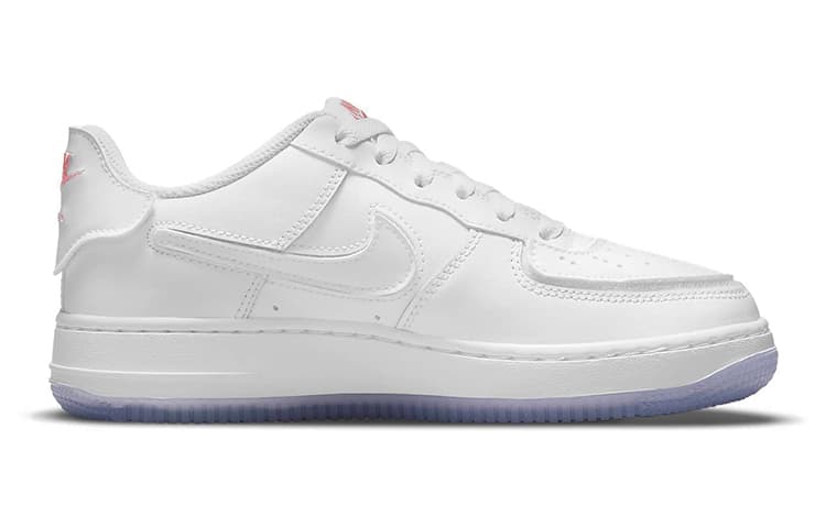 Nike Air Force 1 Slip Resistant Cushioning Abrasion Resistant Low Top Kids' Skateboarding Shoes White Blue Teenagers 3