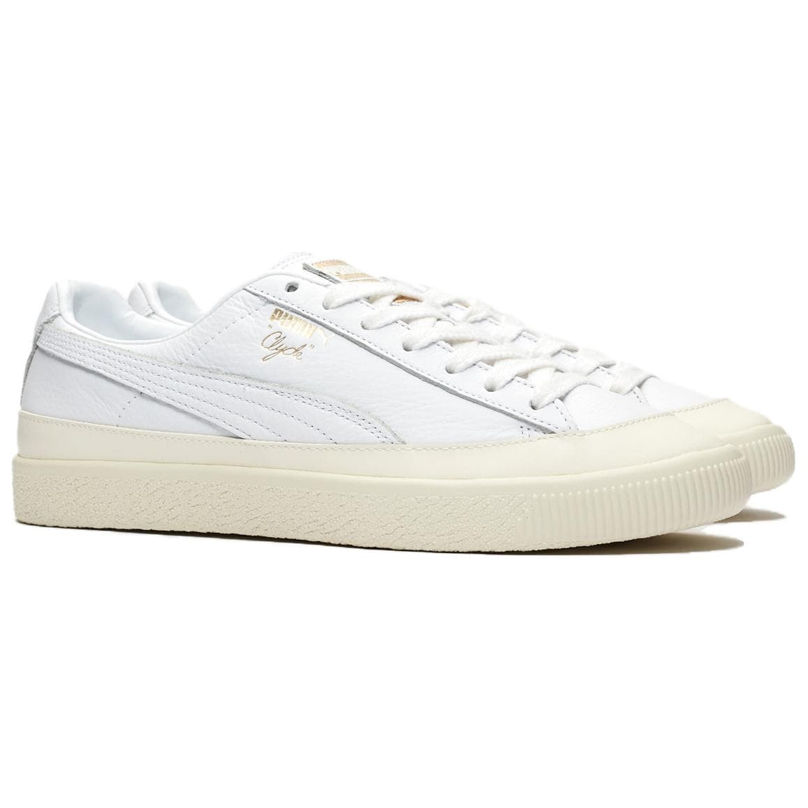 PUMA Clyde Rubber Toe Leather Leisure Board Shoes White 3