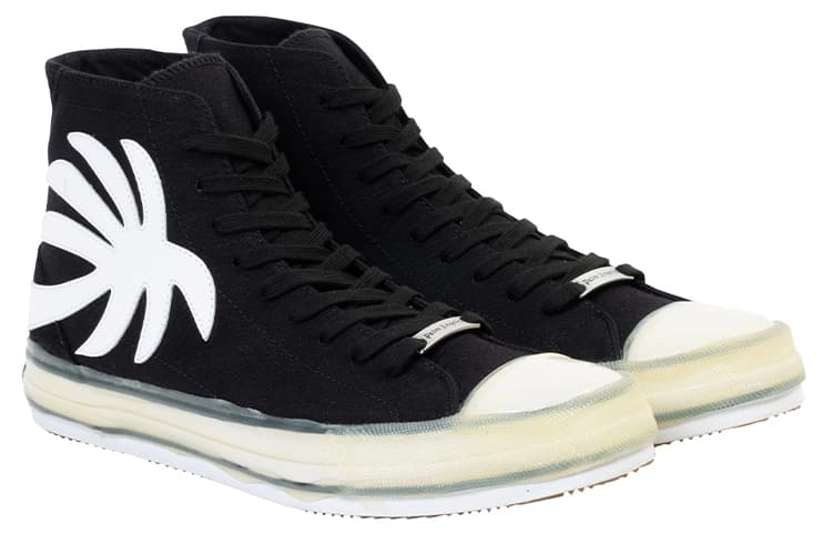 PALM ANGELS Anti Slip Wear Resistant High Top Canvas Shoes Men's Black 5