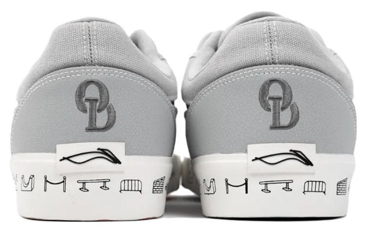 LiNing 50/50 Anti-Slip And Wear-Resistant Lightweight Low-Top Skateboard Shoes Men's Gray White Limited Special Edition 5