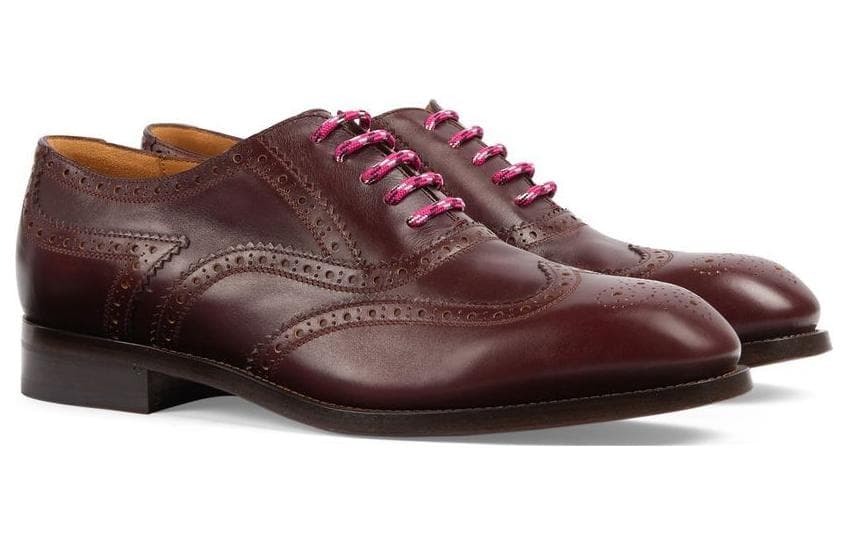 GUCCI Lace up Shoes Burgundy 6