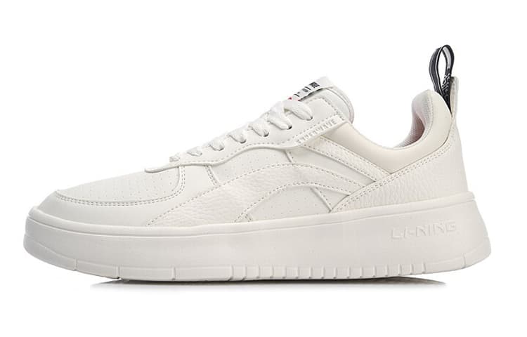 LiNing Superwave Synthetic Leather Fashion Versatile Anti-Slip Shock Absorption Wear-Resistant Lightweight Low-Top Sneakers Men's White