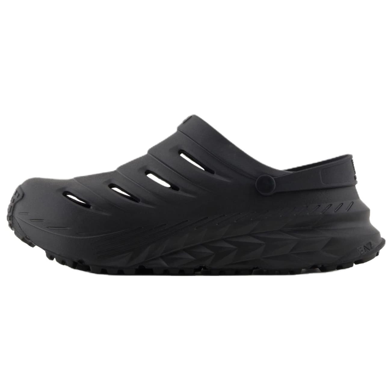EMPORIO ARMANI EA7 Crusher Sonic Clog 3D Geometric Pattern Embossed Logo Round Toe Slip-On Clogs Unisex Black