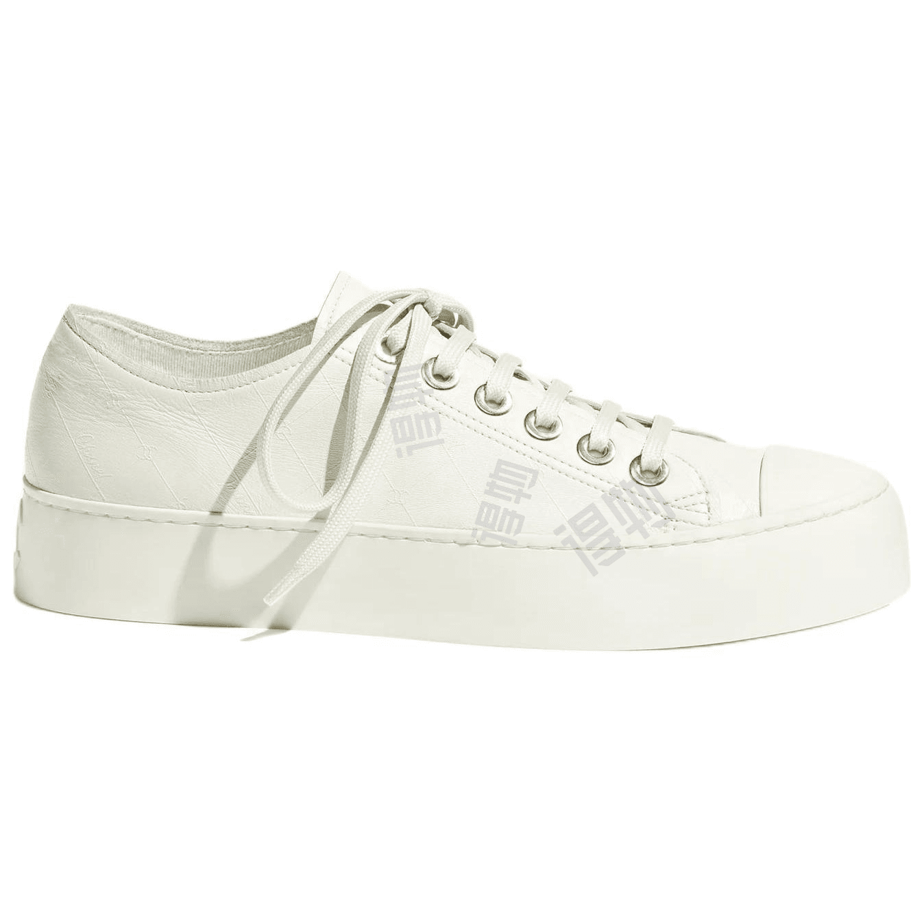 CHANEL 25P Lambskin Round Toe Thick-Sole Low-Top Sneakers Women's White 4