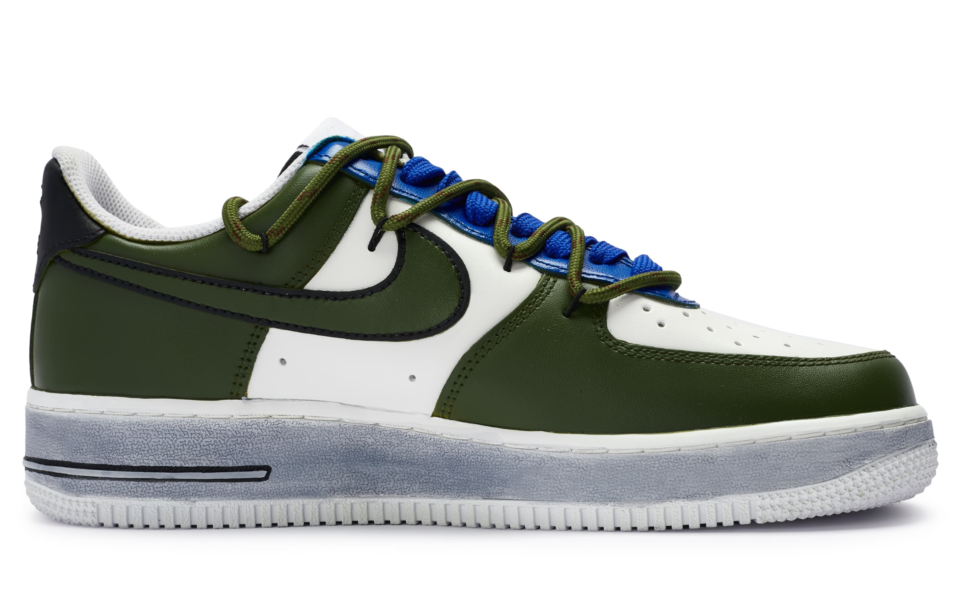 Nike Air Force 1 Low Top Skateboard Shoes Men's Army Green White 5