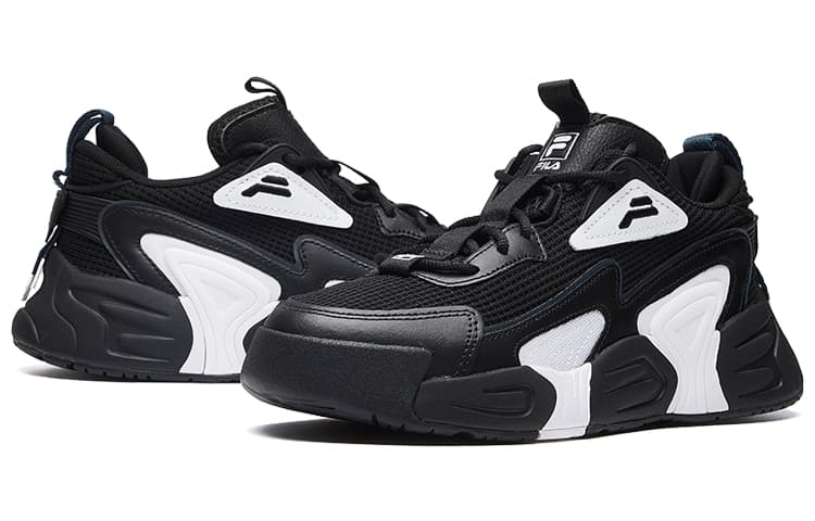 FILA Swarm Low Swirl Sneakers 'Black And White' Women's 5