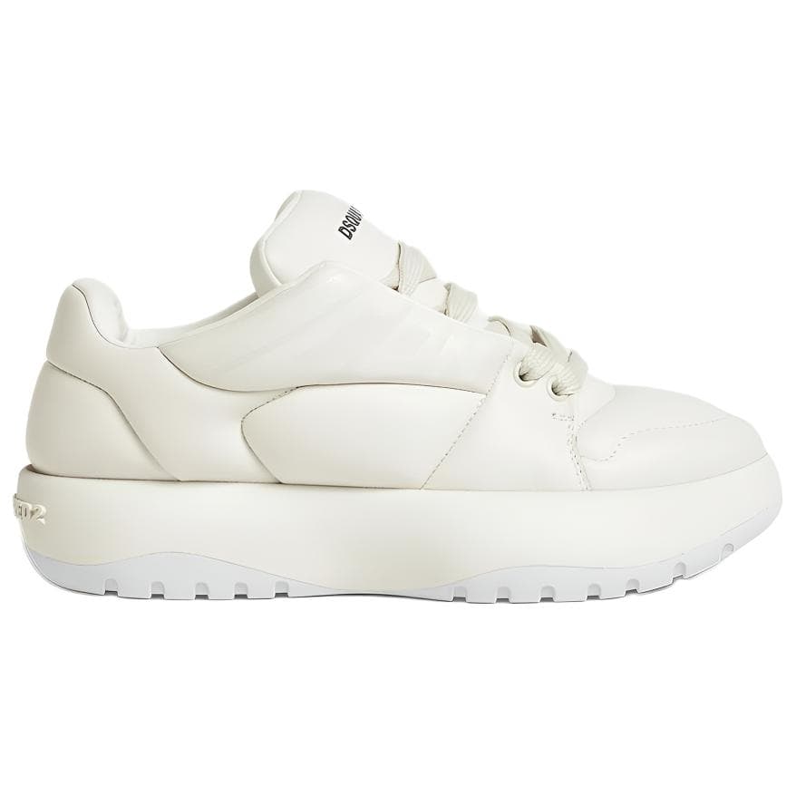 DSQUARED 2 Icon Calfskin Round-Toe Lace-Up Low-Top Casual Shoes Women's Off-White 4