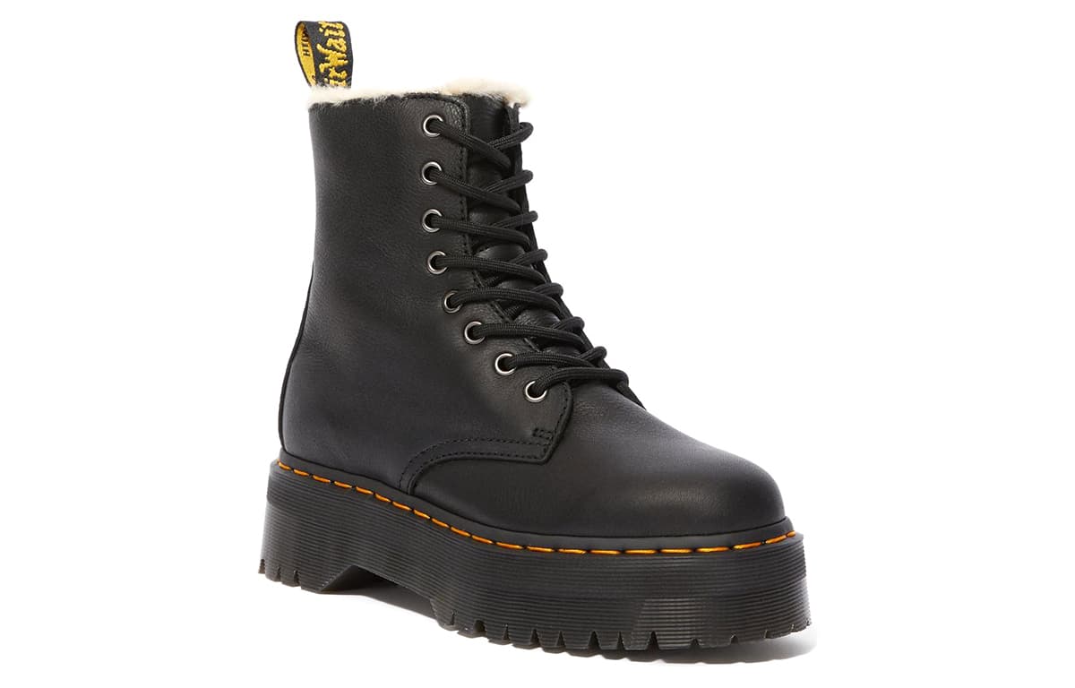 Dr. Martens Jadon Faux Fur Lined Platform Boot 'Black' Women's 4