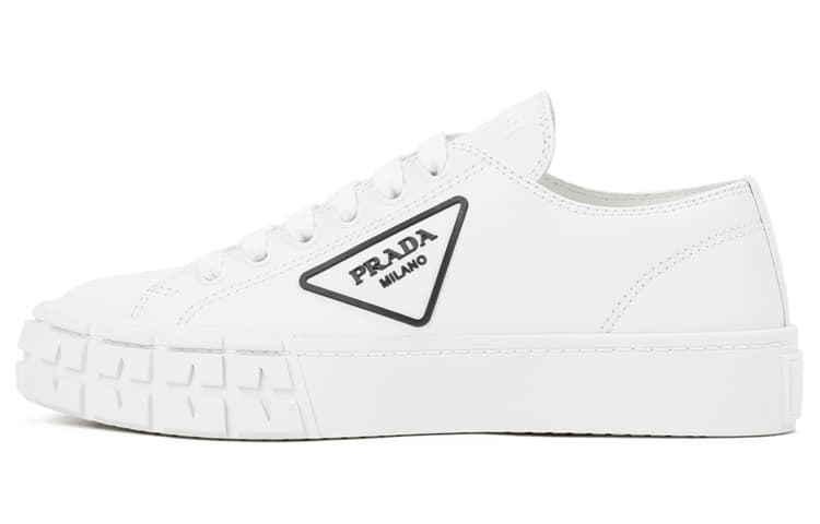 PRADA Downtown Brushed Leather Sneakers 'White' Women's