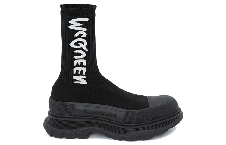 Alexander McQueen Graffiti Knit Tread Slick Boot Black 3