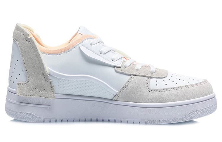 LINING CF Skateboard Shoes Women's Low-Top White Gray Pink 4