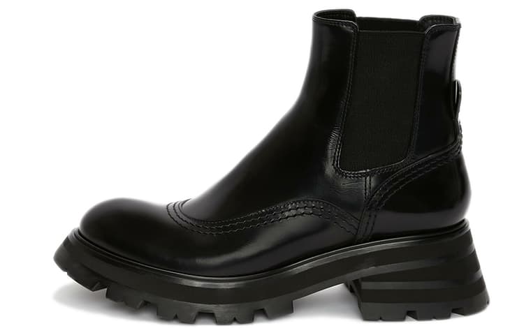 Alexander McQueen Leather Chelsea Ankle Boots 'Black' Women's