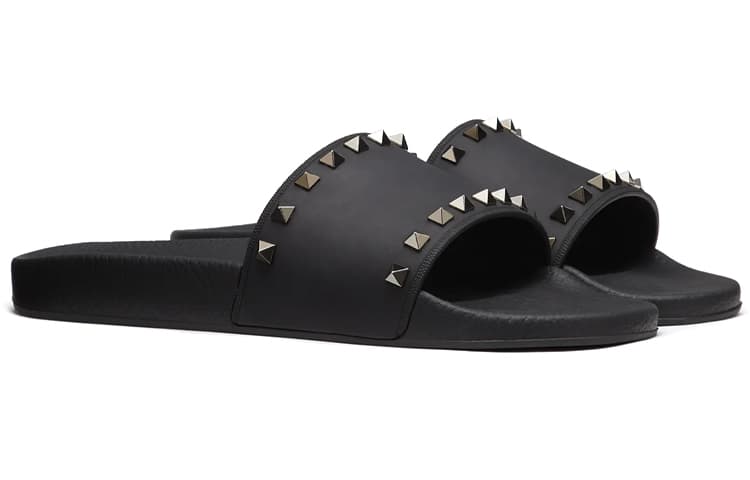 Valentino Rockstud Slides Black Rubber 5