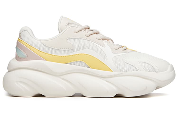 ANTA Life Collection Chunky Sneakers Women's Low-Top White Yellow 3