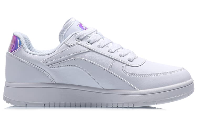 LiNing Non-slip Wear-resistant Shock Absorption Low-Top Skateboard Shoes Women's Laser White 3