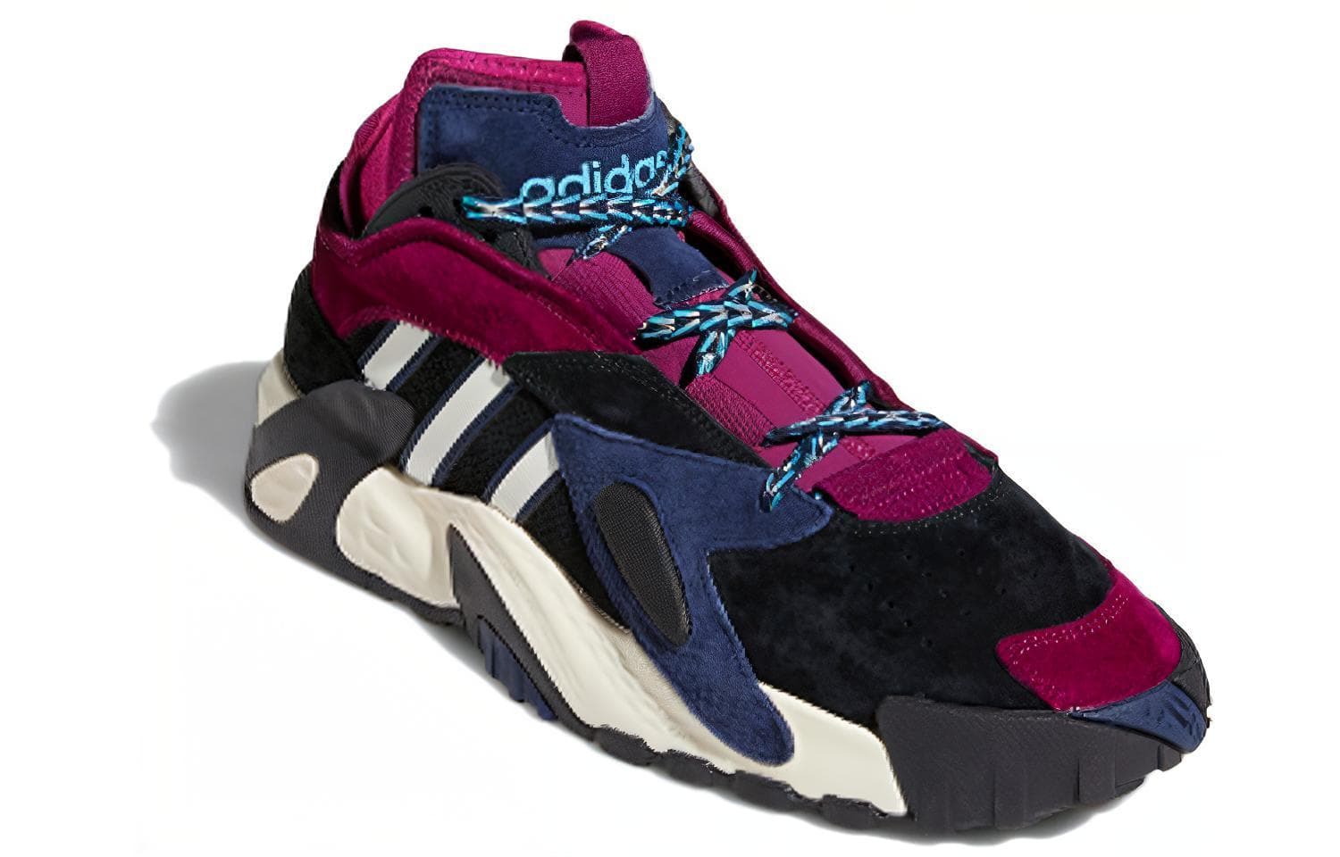 adidas originals Streetball Round Toe Comfortable Synthetic Leather Cushioned Slip-Resistant Wear-Resistant Low-Top Performance Basketball Shoes Men's Black Purple 6