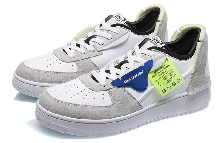 LINING CF Skateboard Shoes Men Low-Top White Gray Black 6