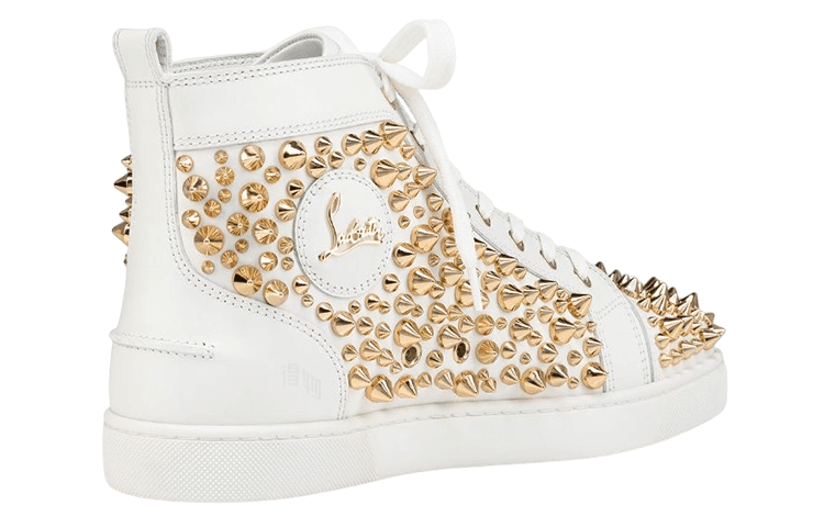 CL Leather Studded High-Top Fashion Sneakers Men's White 5