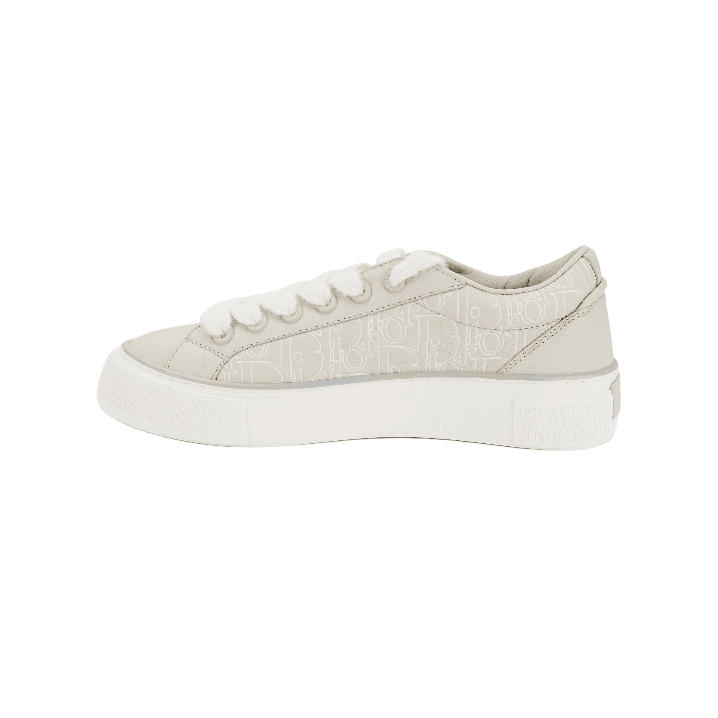 DIOR B33 Calfskin Leather Round Toe Lace-Up Low-Top Skate Shoes Unisex Beige 2