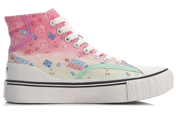 LINE FRIENDS x LiNing Wave Wear-Resistant Coverage Slip-Resistant High-Top Canvas Shoes Women's Fuchsia 4