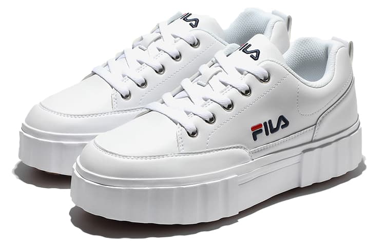 FILA Low Top Thick Sole Skate Shoes Unisex White Korean Version 'White Red Black' 6