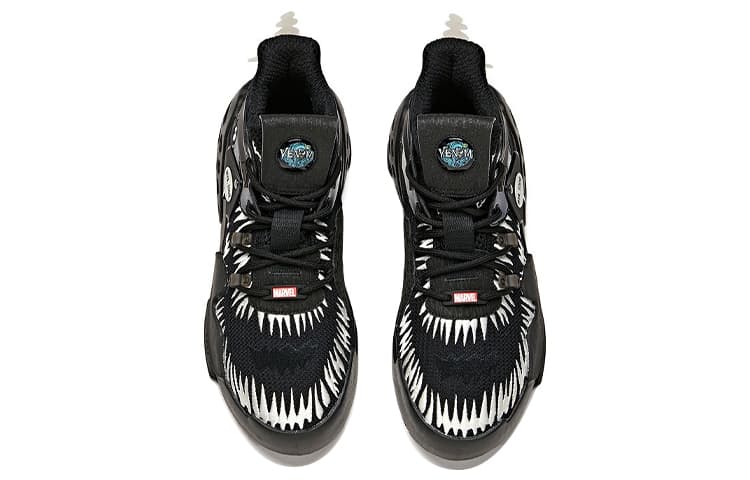 MARVEL Anta Bastard Slip-Resistant Cushioning Mid-Top Skateboard Shoes Black 5