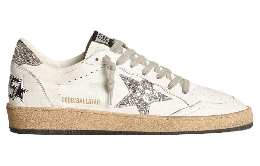 Golden Goose Ball Star White Silver Glitter Women's 3