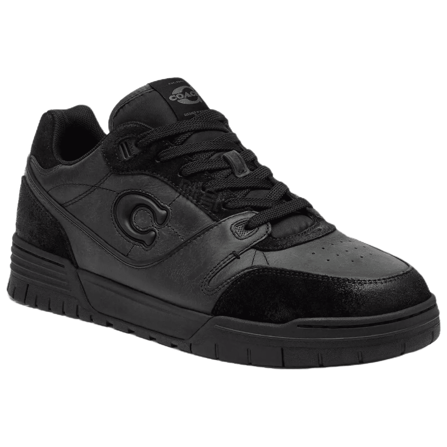 COACH Soho Leather Round Toe Lace-Up Low-Top Skate Shoes Men's Black 5