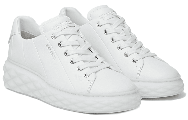 Jimmy Choo Diamond Light Maxi F Maxi/F Leather Nappa Low-Top Fashion Sneakers Women's White 3