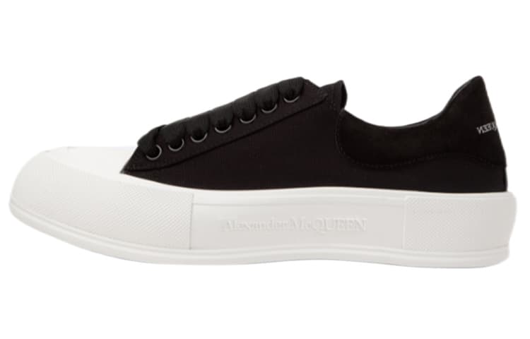Alexander McQueen Deck Plimsoll Lace Up Trainers 'Black White'