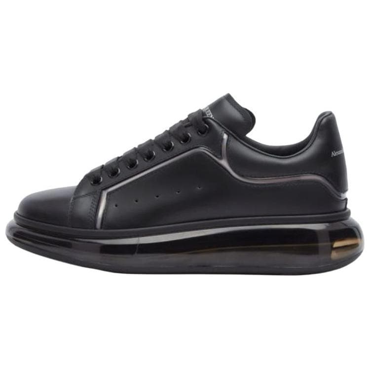 Alexander McQueen Oversized Calfskin Lace-Up Round-Toe Low-Top Casual Shoes Men's Black 2