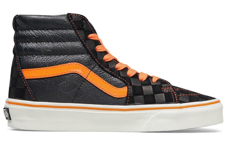 Vans SK8 Skateboard Shoes Unisex High-Top Black Orange 3