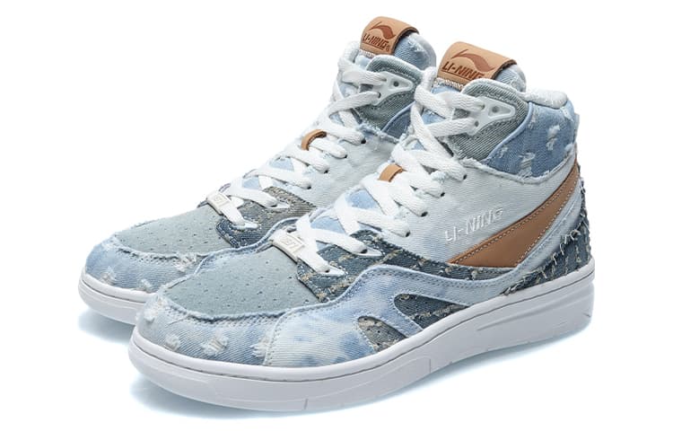 LiNing 937 Vintage Basketball Shoes Unisex High-Top Blue 6