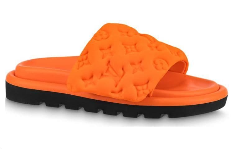 LOUIS VUITTON Slip Resistant Slide Slippers Women's Orange 4