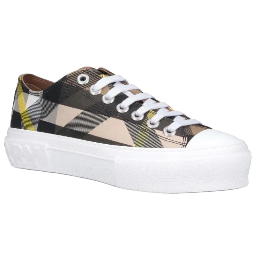 Burberry Exaggerated Check Cotton Sneakers Wheat Women's 5