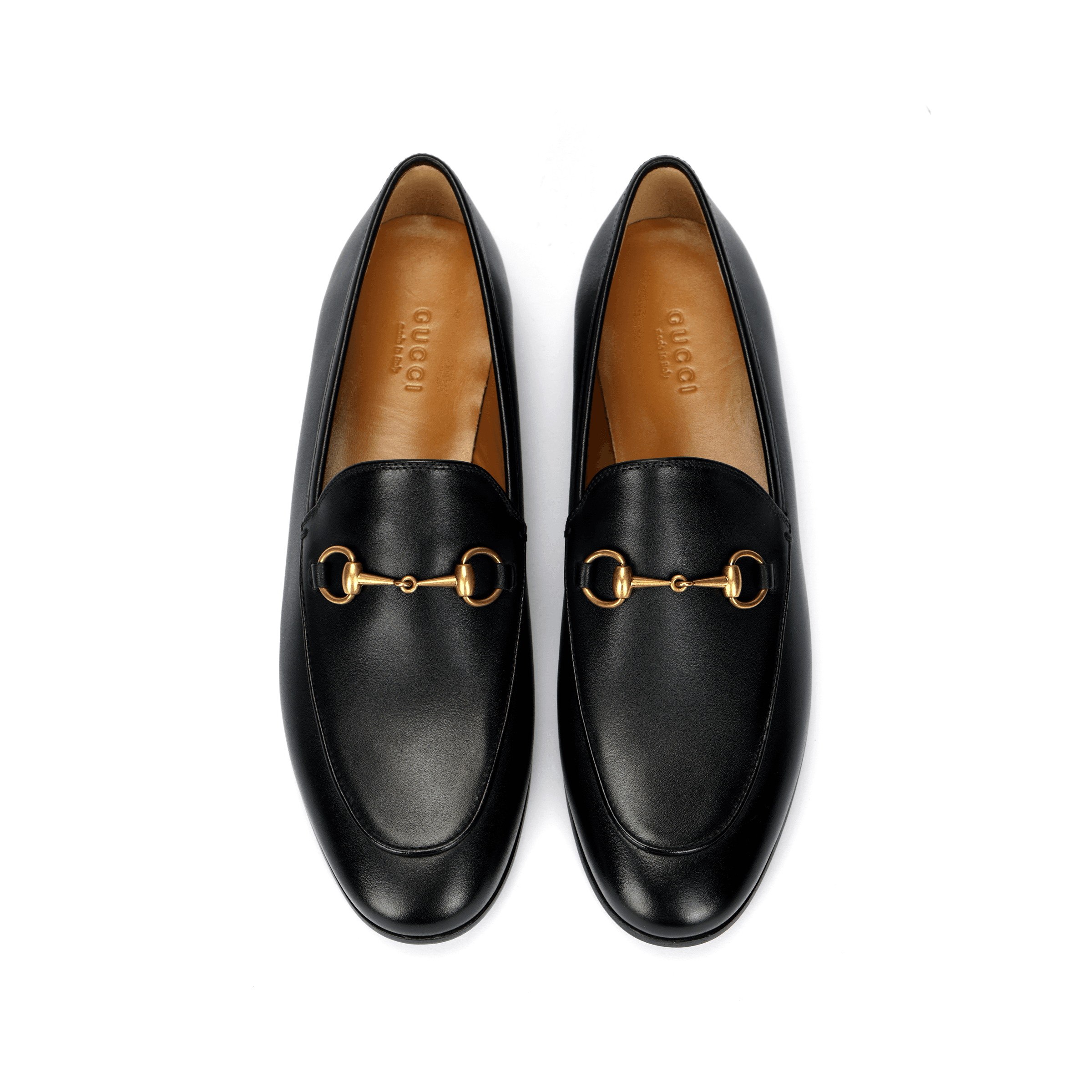 GUCCI Betis Glamour Leather Loafers Black Women's 5