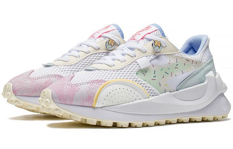LINING Casual Shoes Women's Low Top Standard White/First Lotus Pink/Light Ancient Yellow 5