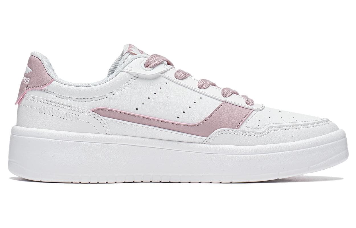 LiNing Relaxing Anti-Slip Wear-Resistant Low-Top Skateboard Shoes Women's White Pink 4