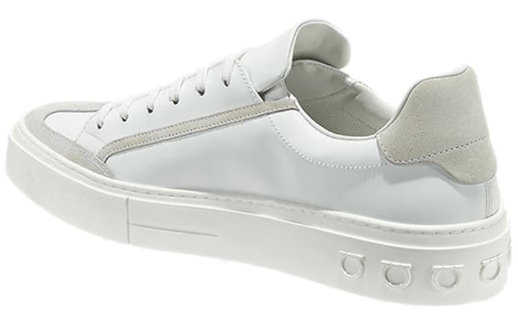 FERRAGAMO GANCINI Low Top Stylish Skateboarding Shoes Men's White 3