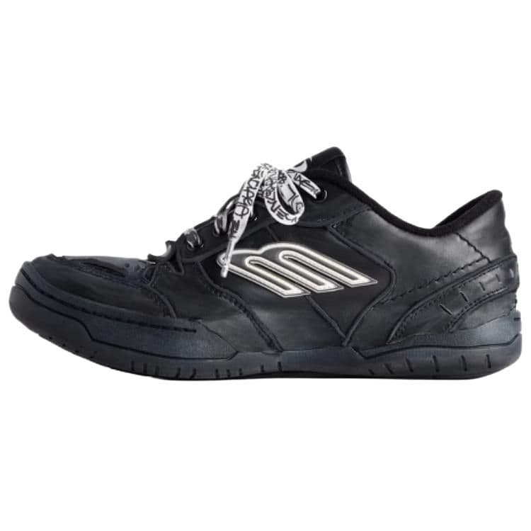 Balenciaga 25 Qixi Series HAMPTONS WORN-OUT Leather Round-Toe Lace-Up Low-Top Casual Shoes Men's Black