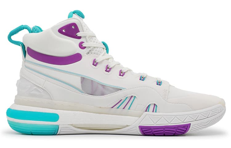 LINING 937 Vintage Basketball Shoes Men High-Top White/Green 3