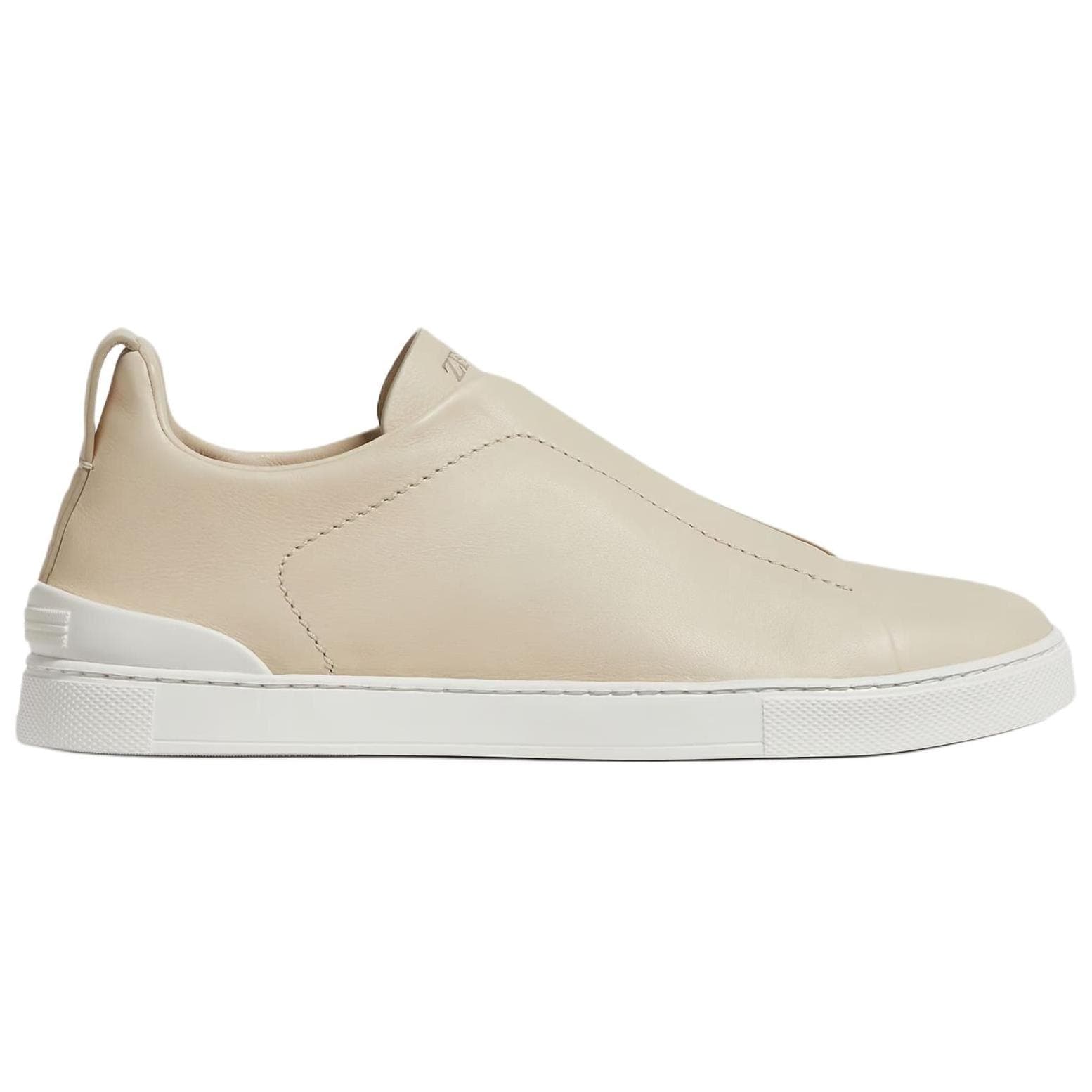 Zegna Triple Stitch Low-Top Skateboard Shoes Men's Light Beige 4