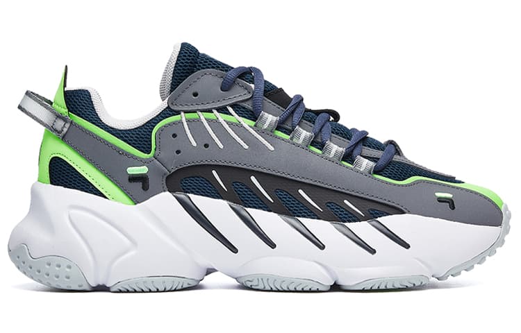 FILA ADE Retro Versatile Mesh Low-Top Marathon Running Shoes Men's Grey White Green 4
