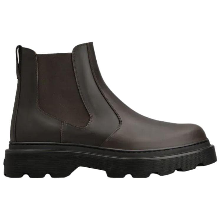 TOD'S Calfskin Round Toe Slip-On Short Chelsea Boots 3.5cm Men's Brown 4