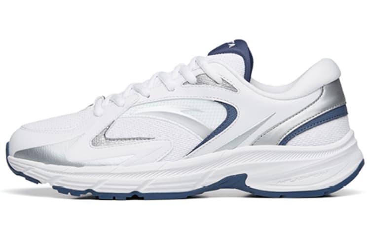 Anta AT952 Cushioned Slip Resistant Abrasion Resistant Breathable Low Top Casual Running Shoes Men's White Silver Blue 2