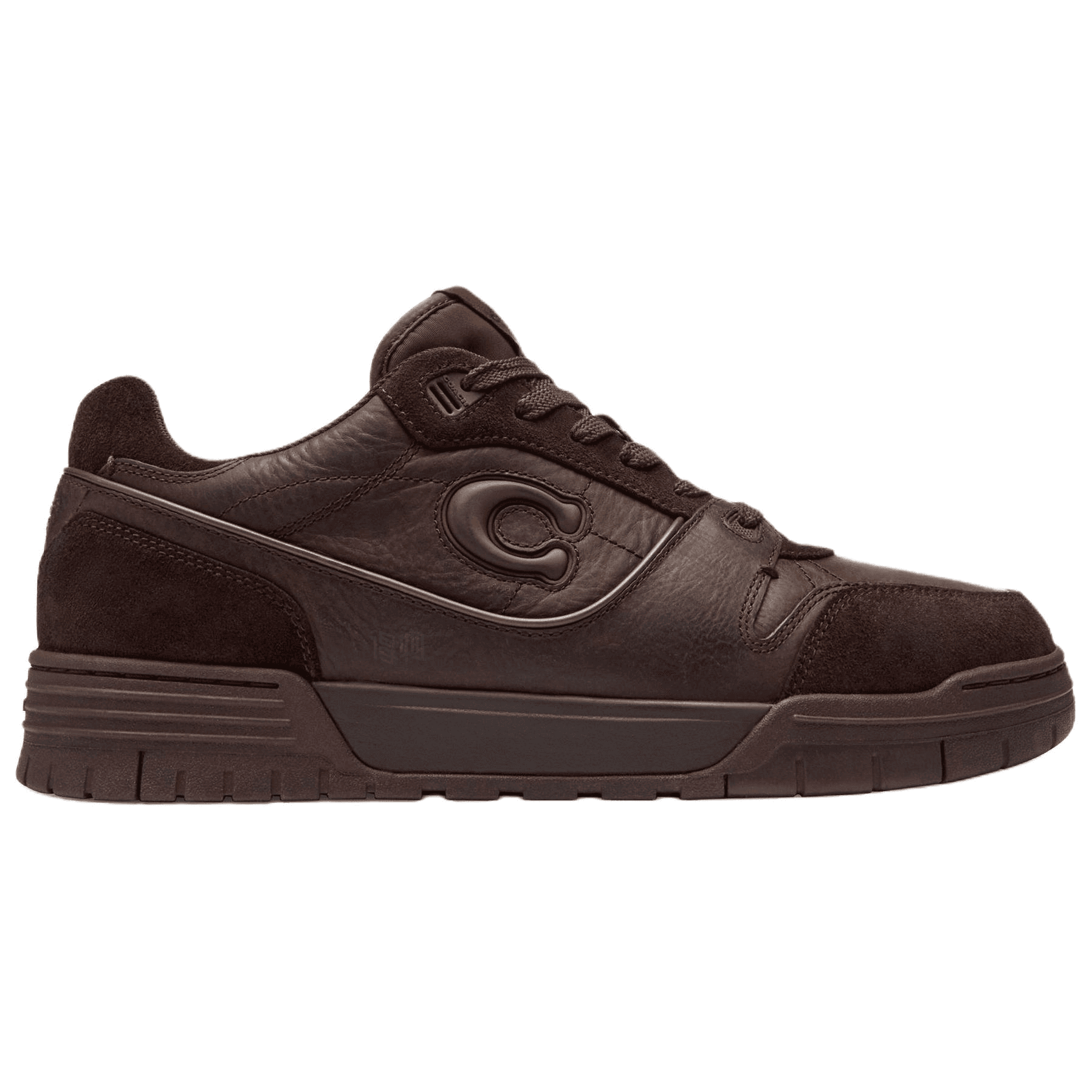 COACH Soho Cow Split Leather Round Toe Lace-Up Low-Top Skate Shoes Men's Chocolate Brown 4