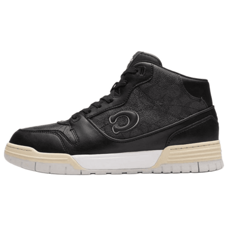 COACH Soho Cow Split Leather Mid-Top Skate Shoes Men's Black 2